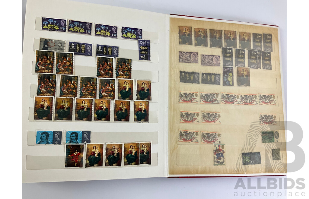 Three Albums of Cancelled United Kingdom Stamps Pre Decimal/Decimal Including QV, KGV, KGVI, QE2, Christmas, Many Multiples