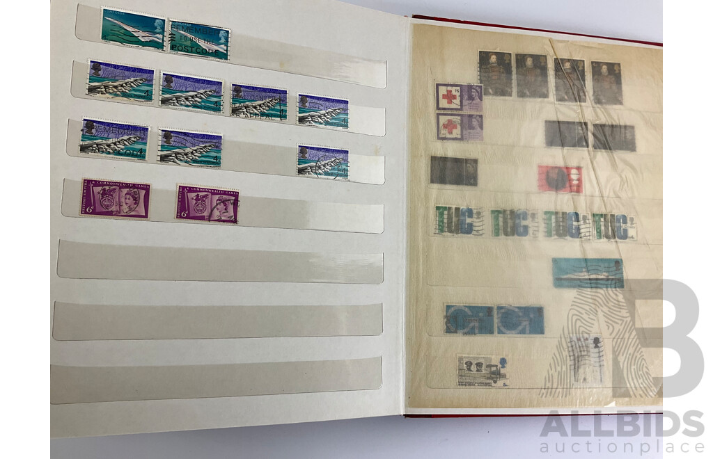 Three Albums of Cancelled United Kingdom Stamps Pre Decimal/Decimal Including QV, KGV, KGVI, QE2, Christmas, Many Multiples