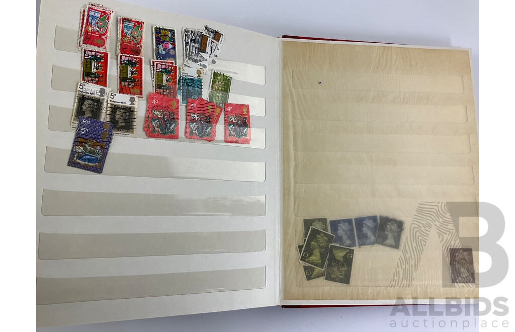 Three Albums of Cancelled United Kingdom Stamps Pre Decimal/Decimal Including QV, KGV, KGVI, QE2, Christmas, Many Multiples