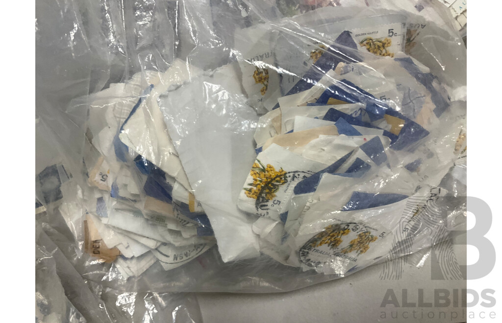 Collection of Australian Cancelled Stamps, Examples Spanning Predecimal to 2010's, Approximately 5.5 Kilograms