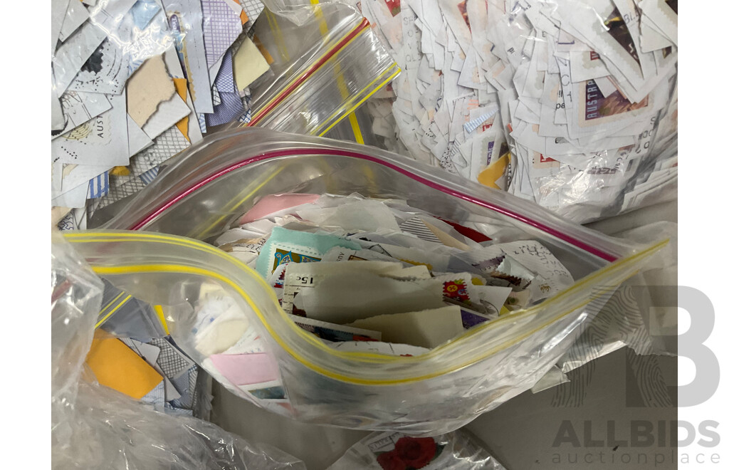 Collection of Australian Cancelled Stamps, Examples Spanning Predecimal to 2010's, Approximately 5.5 Kilograms