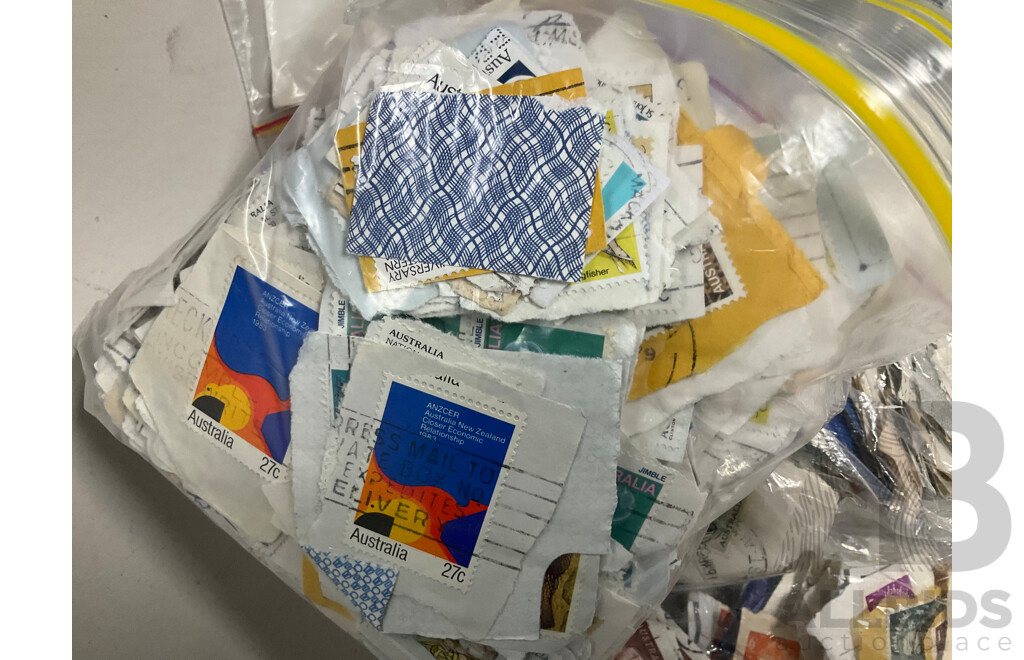 Collection of Australian Cancelled Stamps, Examples Spanning Predecimal to 2010's, Approximately 5.5 Kilograms