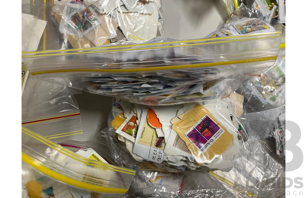 Collection of Australian Cancelled Stamps, Examples Spanning Predecimal to 2010's, Approximately 5.5 Kilograms