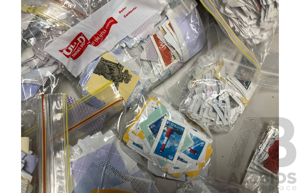 Collection of Australian Cancelled Stamps, Examples Spanning Predecimal to 2010's, Approximately 5.5 Kilograms