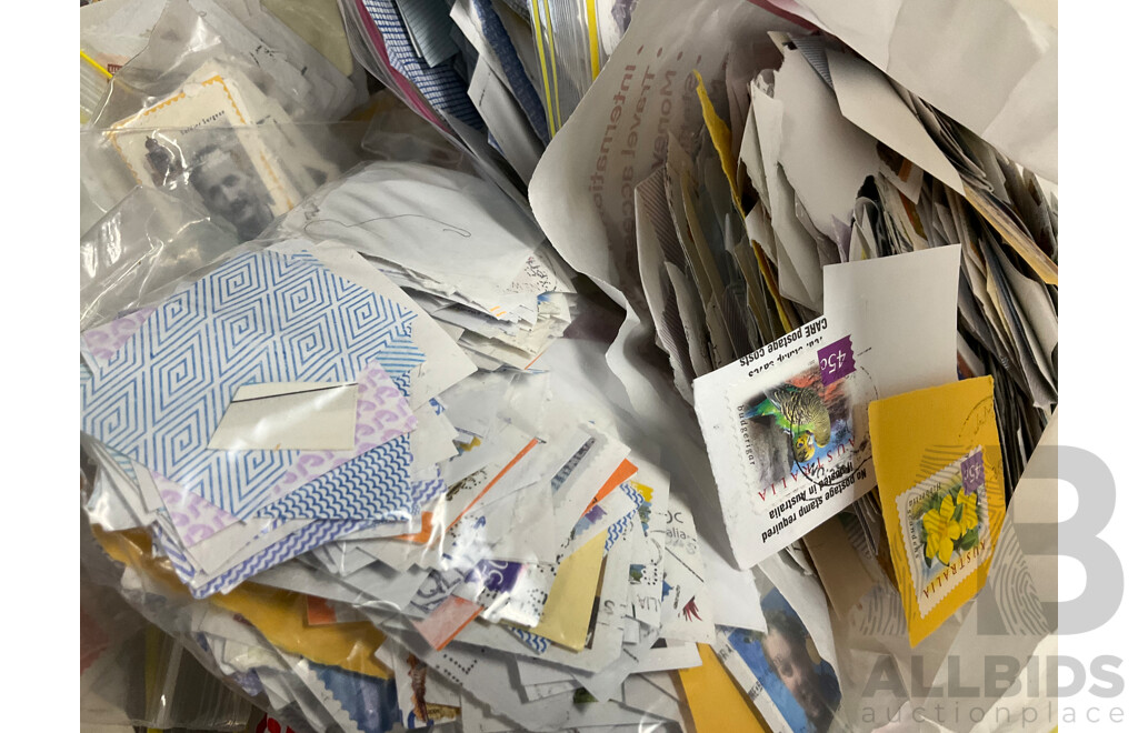 Collection of Australian Cancelled Stamps, Examples Spanning Predecimal to 2010's, Approximately 5.5 Kilograms