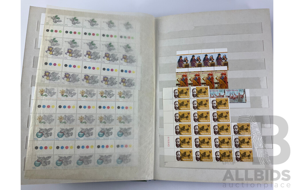 Australian 1980's Mint Stamp Gutter Strips Including Bicentennial, Terra Australis, Victoria 150th Anniversary and More - Face Value Over $400