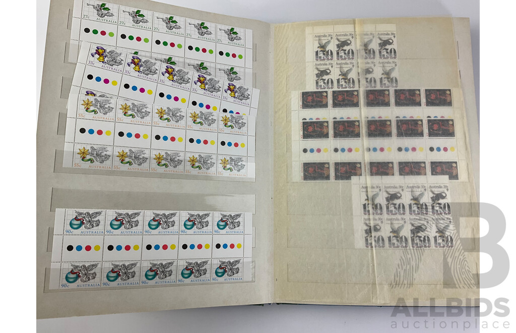 Australian 1980's Mint Stamp Gutter Strips Including Bicentennial, Terra Australis, Victoria 150th Anniversary and More - Face Value Over $400