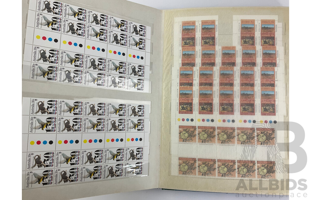 Australian 1980's Mint Stamp Gutter Strips Including Bicentennial, Terra Australis, Victoria 150th Anniversary and More - Face Value Over $400