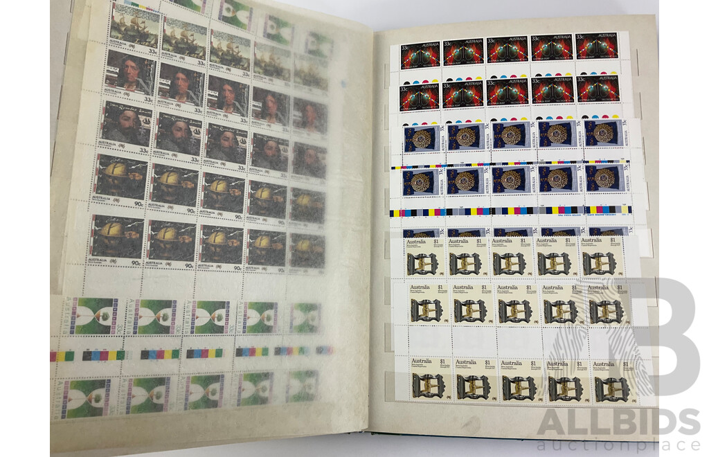 Australian 1980's Mint Stamp Gutter Strips Including Bicentennial, Terra Australis, Victoria 150th Anniversary and More - Face Value Over $400