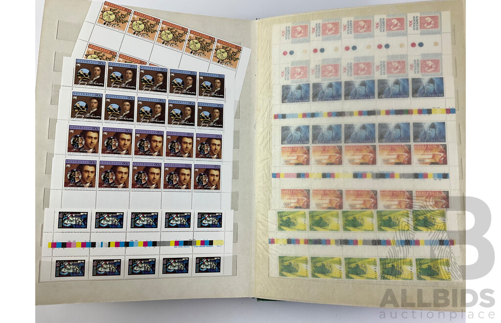 Australian 1980's Mint Stamp Gutter Strips Including Bicentennial, Terra Australis, Victoria 150th Anniversary and More - Face Value Over $400