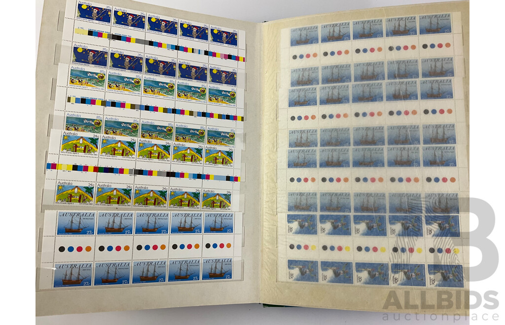 Australian 1980's Mint Stamp Gutter Strips Including Bicentennial, Terra Australis, Victoria 150th Anniversary and More - Face Value Over $400