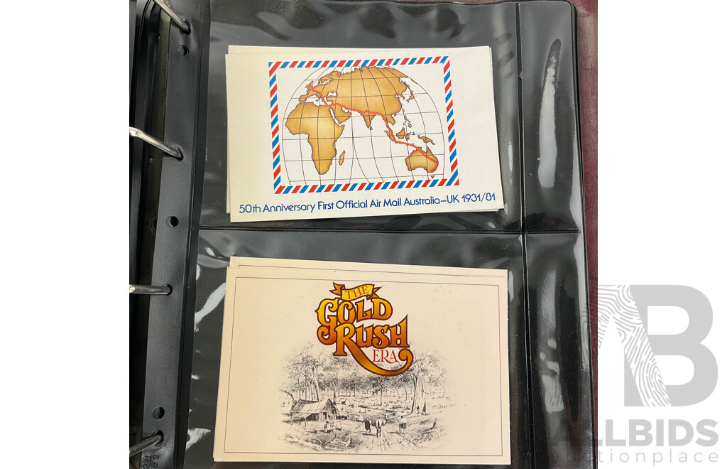 Album of Australian Stamp Packs and First Day Covers Including Test Cricket Centenary, Silver Jubilee, National Stamp Week 1977, Selected Issues, Stamp Week 1980 and More