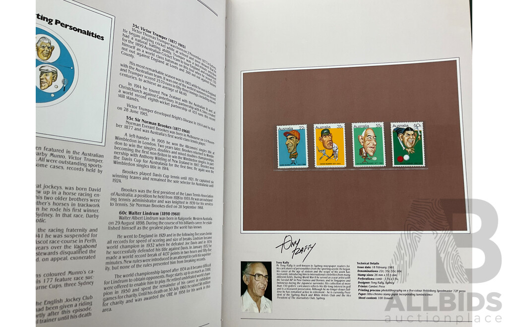 Australian 'The Collection' Annual Stamp Albums, Consecutive 1981 to 1989 - Face Value $227