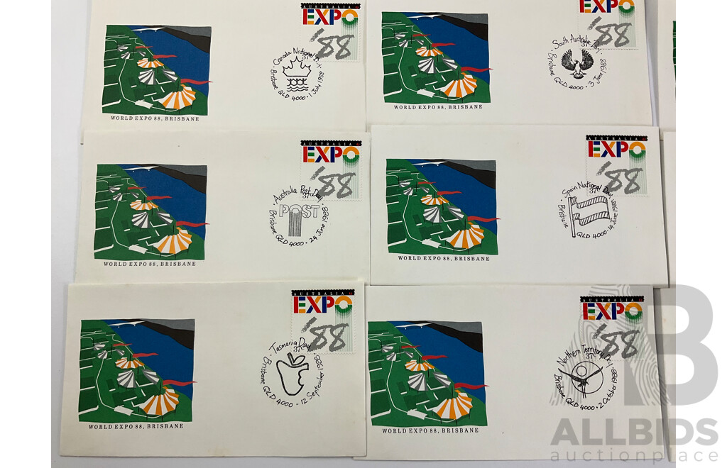 Australian 1988 World Expo Envelopes with Momentous Event Stamps(16)