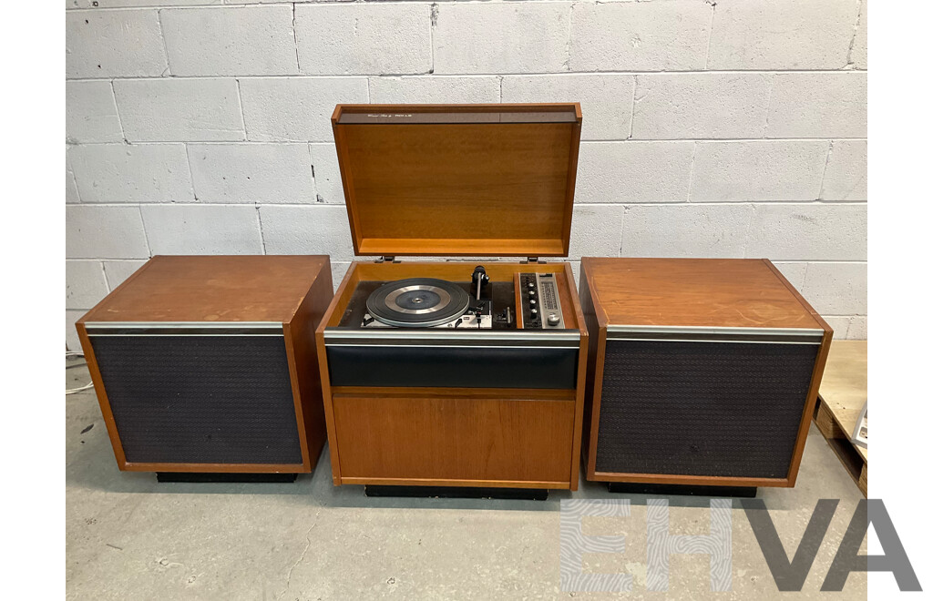 Vintage Teak Turntable Suite by ROLLS with Detached Speakers- Record Player and Radio