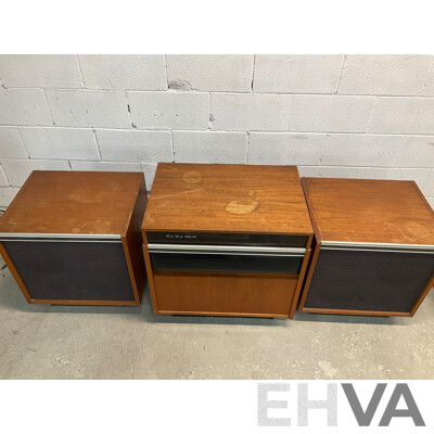 Vintage Teak Turntable Suite by ROLLS with Detached Speakers- Record Player and Radio