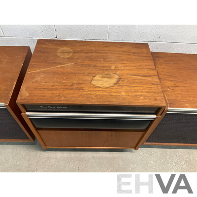Vintage Teak Turntable Suite by ROLLS with Detached Speakers- Record Player and Radio