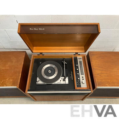 Vintage Teak Turntable Suite by ROLLS with Detached Speakers- Record Player and Radio