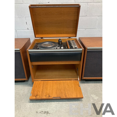 Vintage Teak Turntable Suite by ROLLS with Detached Speakers- Record Player and Radio