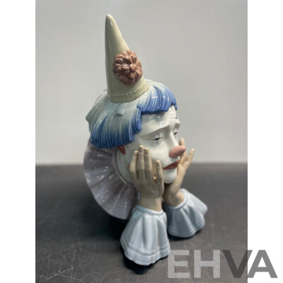 LLADRO Daisa 1981 Spain - Sad Clown Jester Head Bust Porcelain Figurine