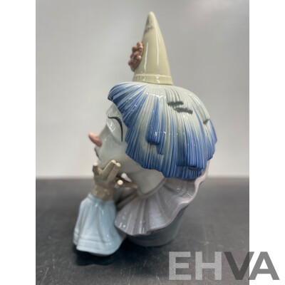 LLADRO Daisa 1981 Spain - Sad Clown Jester Head Bust Porcelain Figurine