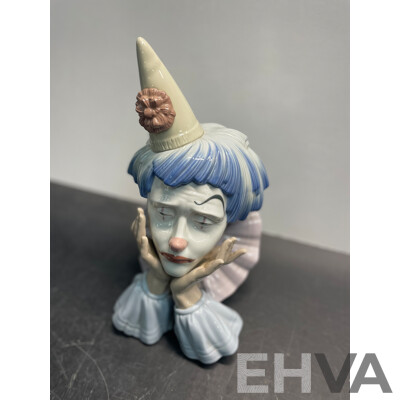 LLADRO Daisa 1981 Spain - Sad Clown Jester Head Bust Porcelain Figurine