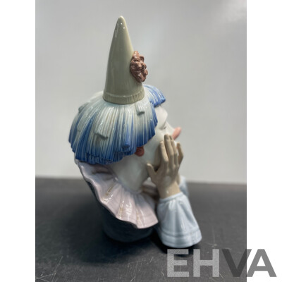 LLADRO Daisa 1981 Spain - Sad Clown Jester Head Bust Porcelain Figurine