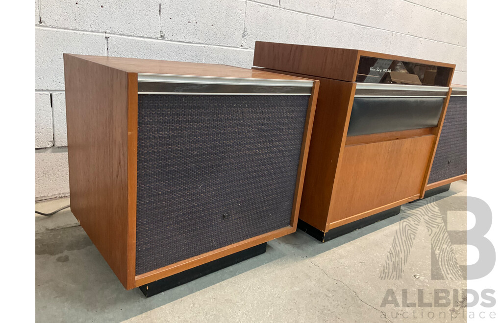 Vintage Teak Turntable Suite by ROLLS with Detached Speakers- Record Player and Radio