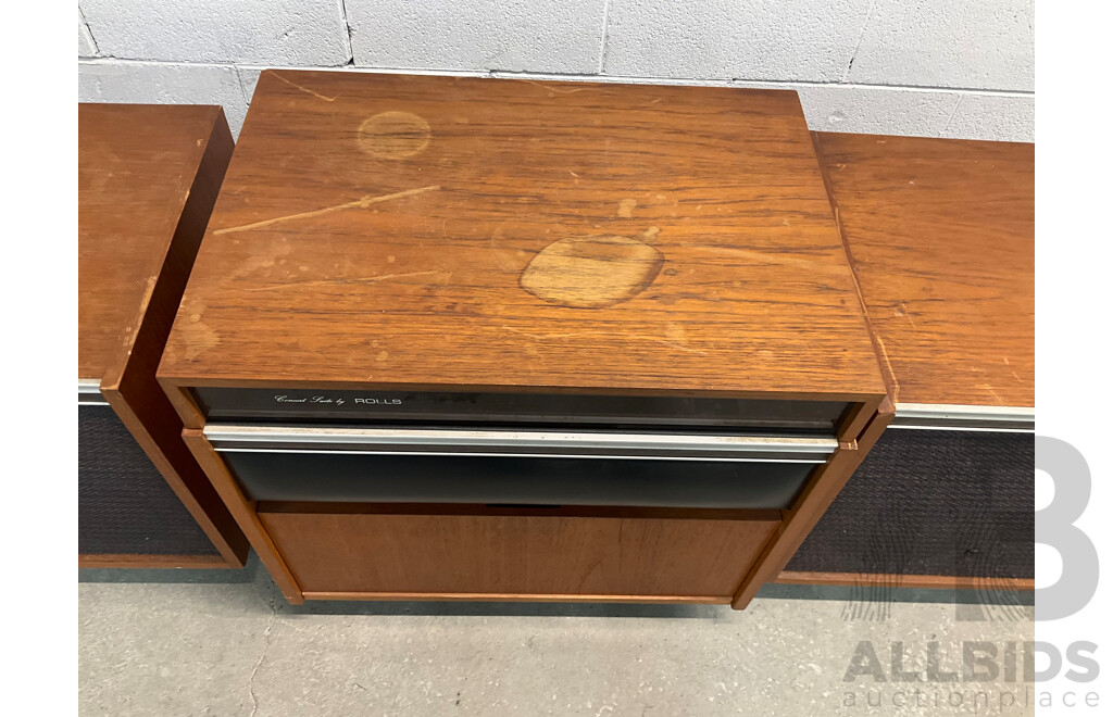 Vintage Teak Turntable Suite by ROLLS with Detached Speakers- Record Player and Radio