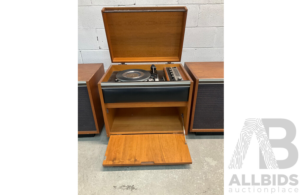 Vintage Teak Turntable Suite by ROLLS with Detached Speakers- Record Player and Radio