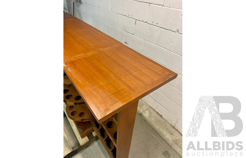 Mid Century Carved Teak Bar Cabinet