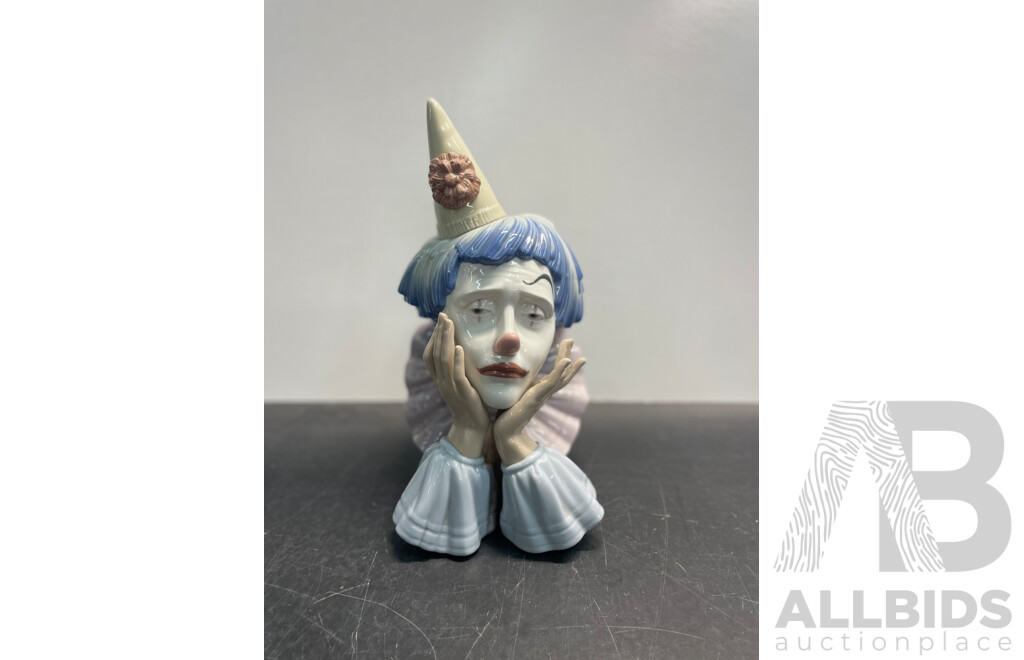 LLADRO Daisa 1981 Spain - Sad Clown Jester Head Bust Porcelain Figurine