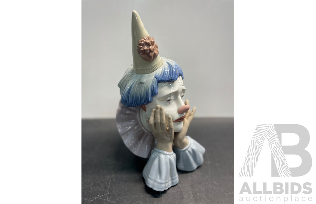 LLADRO Daisa 1981 Spain - Sad Clown Jester Head Bust Porcelain Figurine