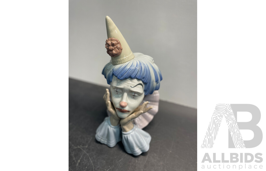 LLADRO Daisa 1981 Spain - Sad Clown Jester Head Bust Porcelain Figurine