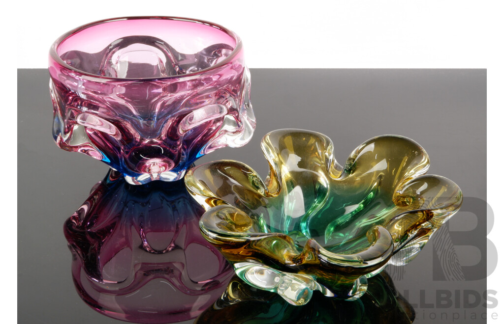 Two Contemporary Art Glass Murano Style Sommerso Pieces