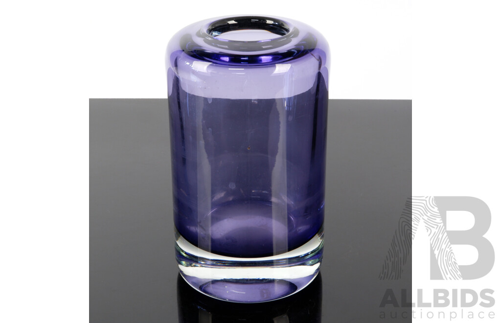 Very Heavy Amethyst Art Glass Vase