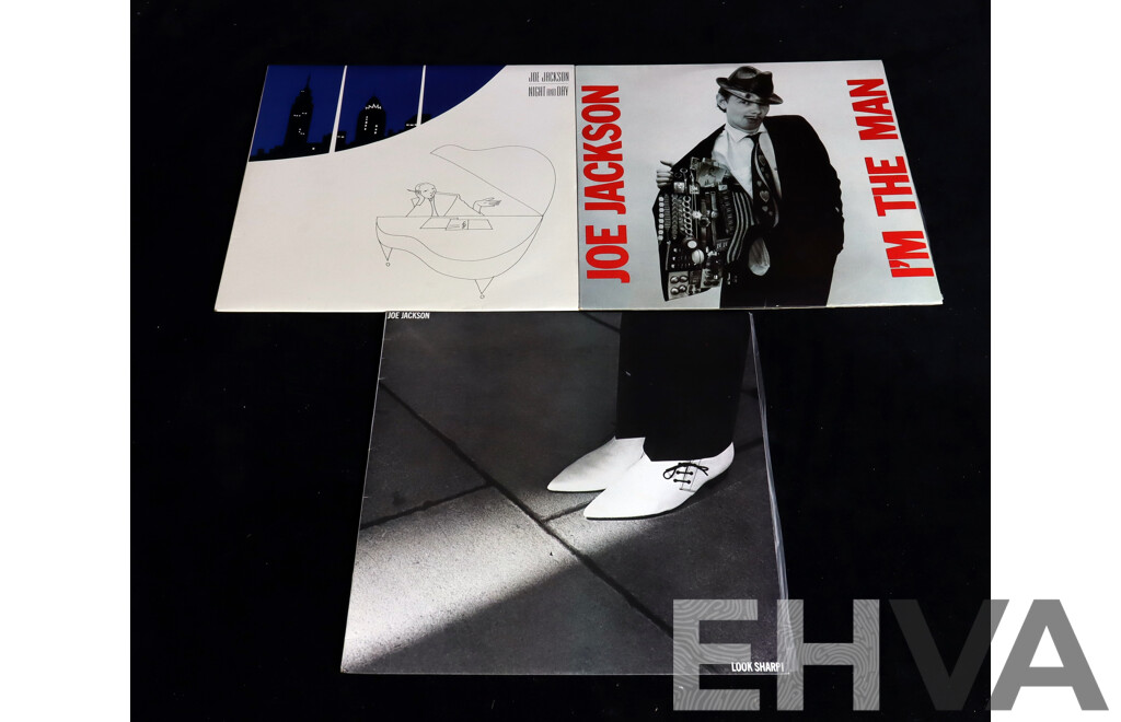 Three Vintage Joe Jackson Vinyl LP Record Titles Comprising Night & Day, I'm The Man, Look Sharp