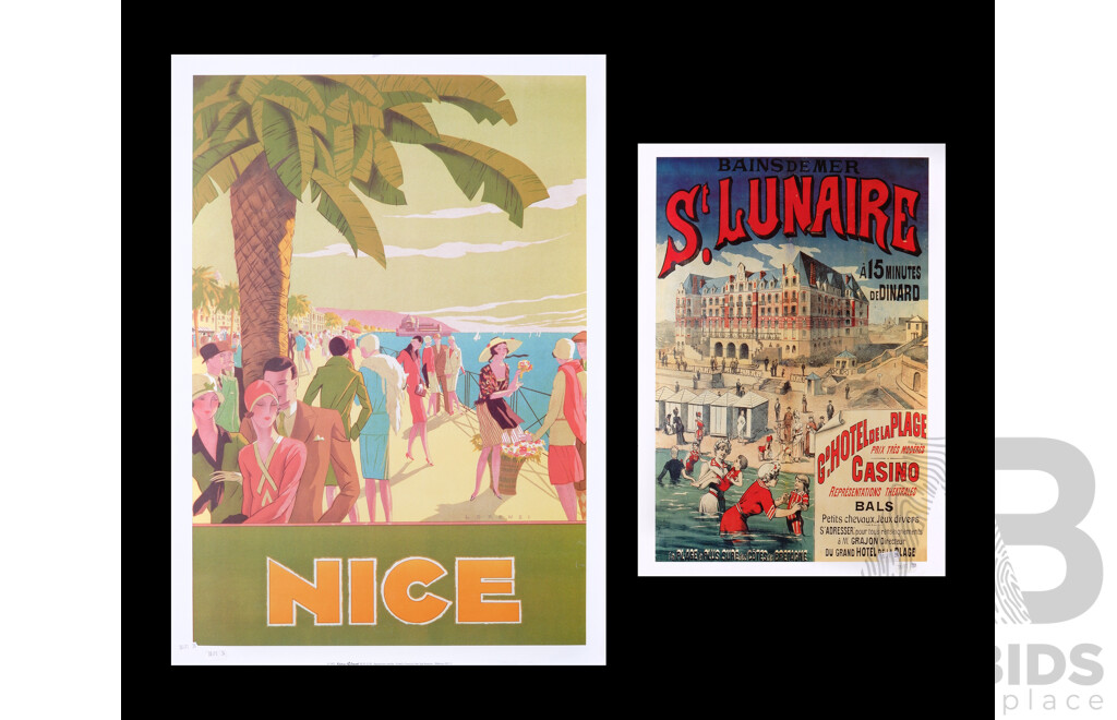 Nice and Bains De Mer St. Lunaire, Gd Hotel De La Plage, Pair of Colour Reproduction Posters, 70 x 50 cm (larger) (2)