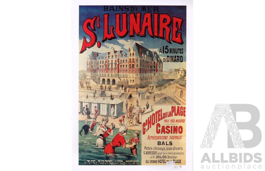 Nice and Bains De Mer St. Lunaire, Gd Hotel De La Plage, Pair of Colour Reproduction Posters, 70 x 50 cm (larger) (2)