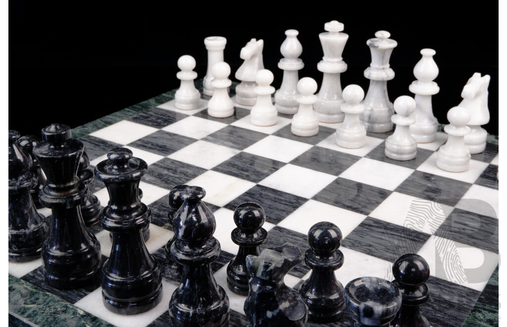 Marble Chess Board with Full Set Alabaster Pieces