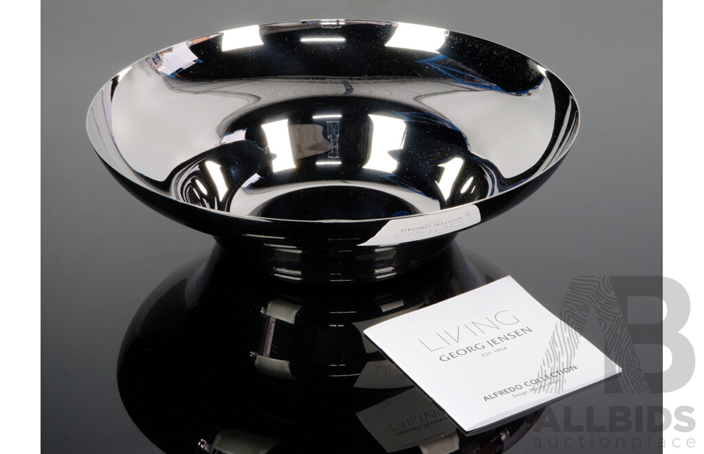 Danish Georg Jensen Alfredo Collection Designed by Alfredo Haberli Living Serving Bowl with Original Booklet