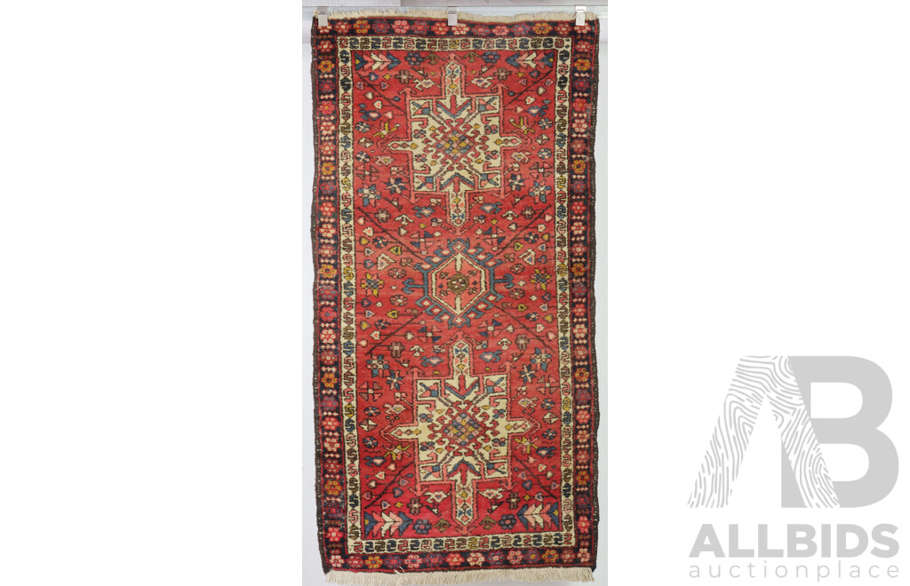 Vintage Hand Knotted Persian Karaja Wool Rug