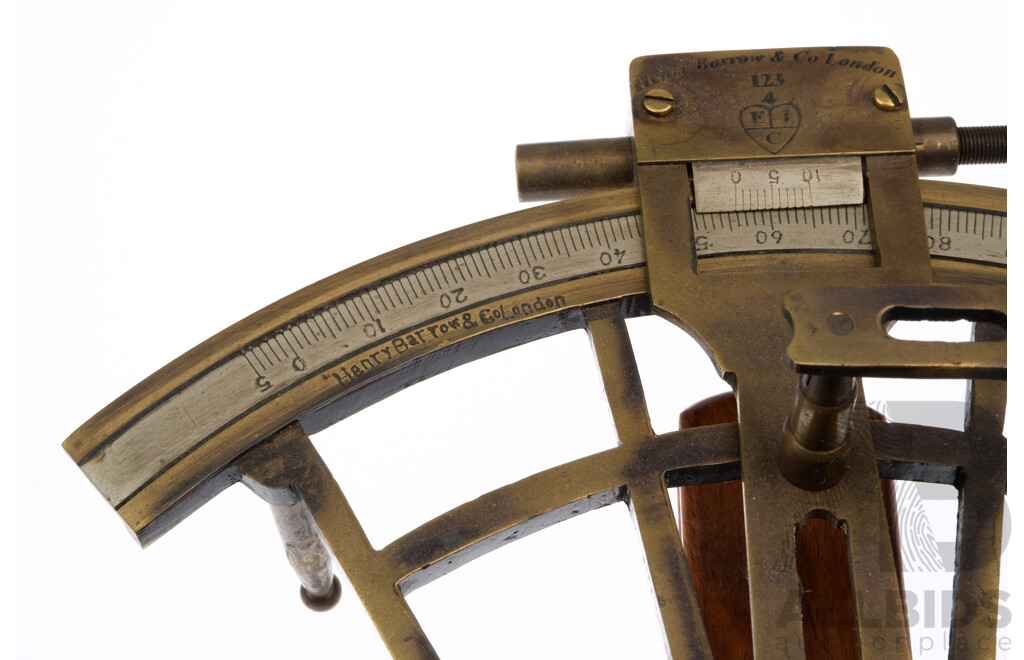 Vintage Henry Barrow & Co Brass and Timber Sextant