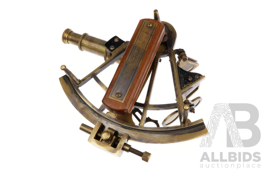 Vintage Henry Barrow & Co Brass and Timber Sextant