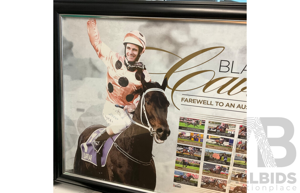 Framed Black Caviaer - Farewell to an Australian Legend Print - 90 X63cm