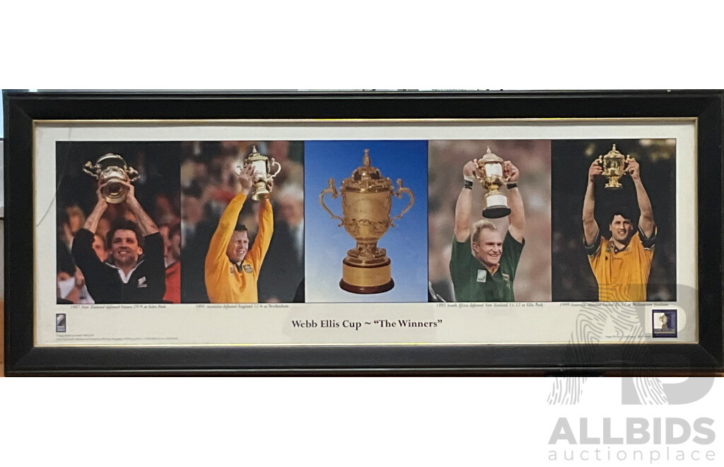 Framed Rugby Union 2003 World Cup Webb Ellis Winners - 110x43 cm