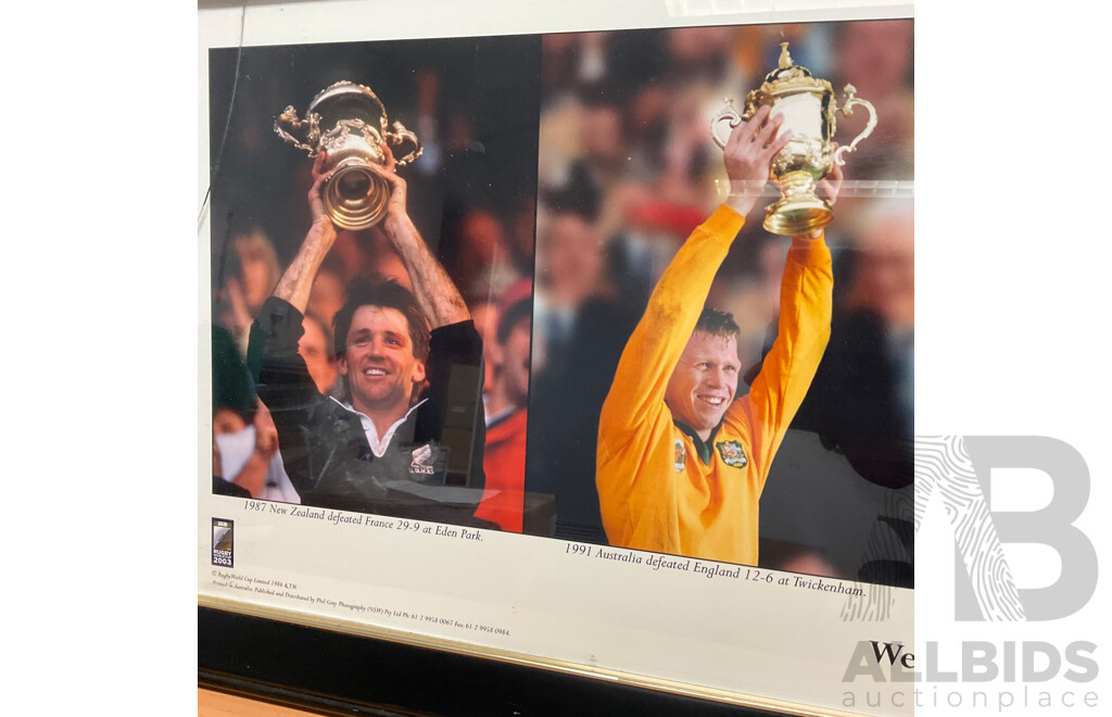 Framed Rugby Union 2003 World Cup Webb Ellis Winners - 110x43 cm