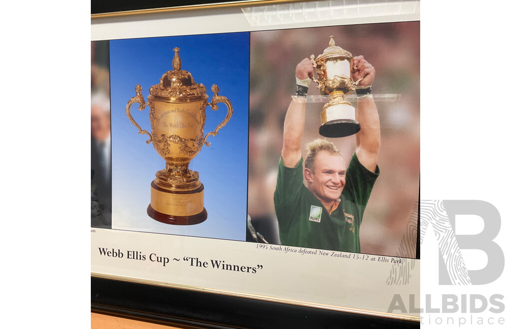 Framed Rugby Union 2003 World Cup Webb Ellis Winners - 110x43 cm