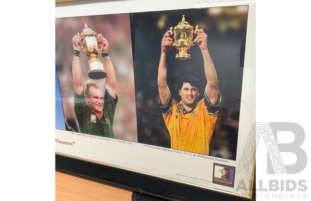 Framed Rugby Union 2003 World Cup Webb Ellis Winners - 110x43 cm