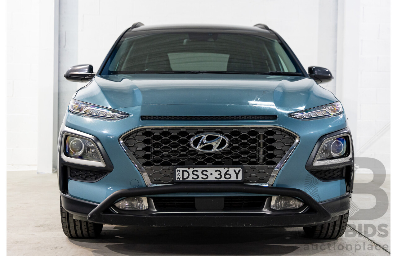 01/2018 Hyundai Kona ELITE (AWD) AWD OS 4D Wagon Ceramic Blue Metallic Turbo 1.6L